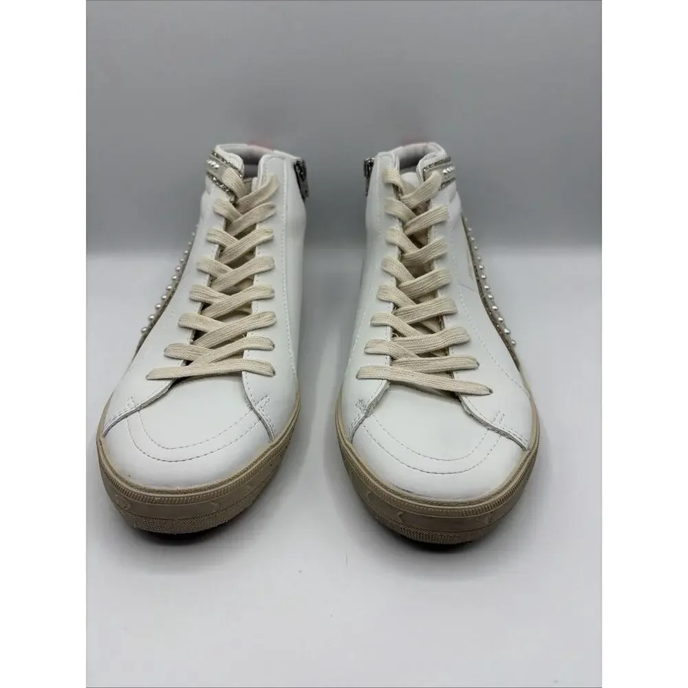 Golden Goose Limited Edition Pearl & Pink embellishments High Top Sz 41 EUR